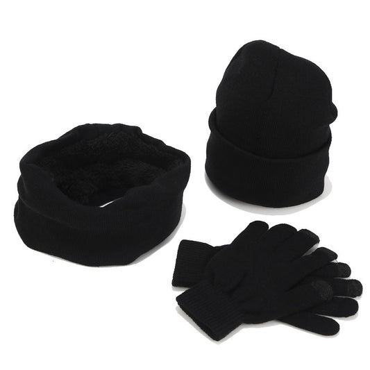 Variegated Knitted Woolen Thick Scarf Hat Gloves