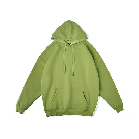 Solid Color Pullover Hooded Sweater Men Plus Fleece Long-Sleeved Sports Blank Plus Fleece Hoodie