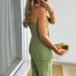 Graceful Tube Top Suit Fashion Button Sleeveless Top And Straight Pants Women's Trousers Set