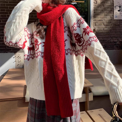 Korean Retro Christmas Atmosphere Silk Sweater