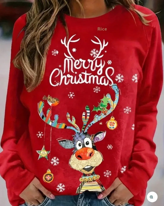 Christmas Women Printed Crew Neck Sweatshirt
