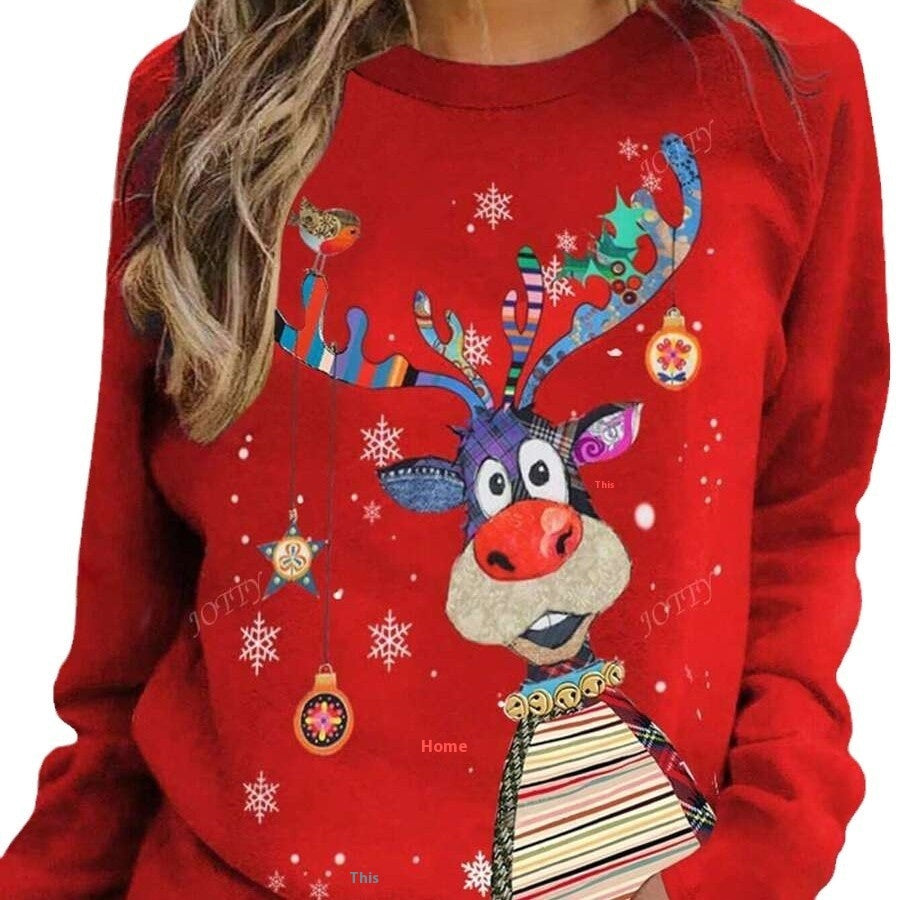 Christmas Women Printed Crew Neck Sweatshirt