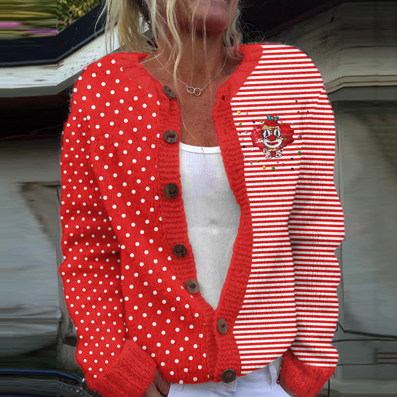 New Christmas 3D Digital Printing Women Cardigan Coat Outerwear Female