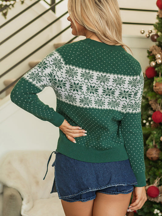 Women's Fashionable All-match Christmas Printed Round Neck Sweater