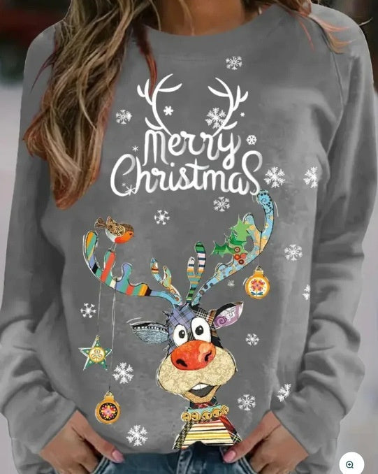 Christmas Women Printed Crew Neck Sweatshirt