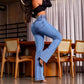 Sexy Elegant New Fashion Casual Female Trouser Bottom Back Shirred Button Front High Waist Jeans