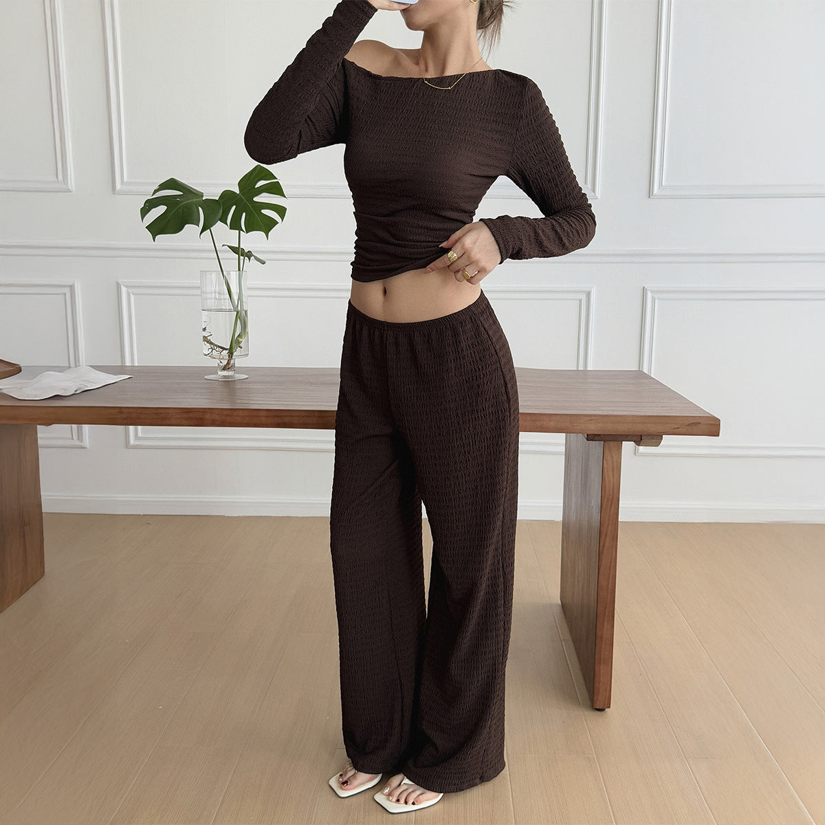 Women's Long Sleeve Vest Pants Two-piece Suit
