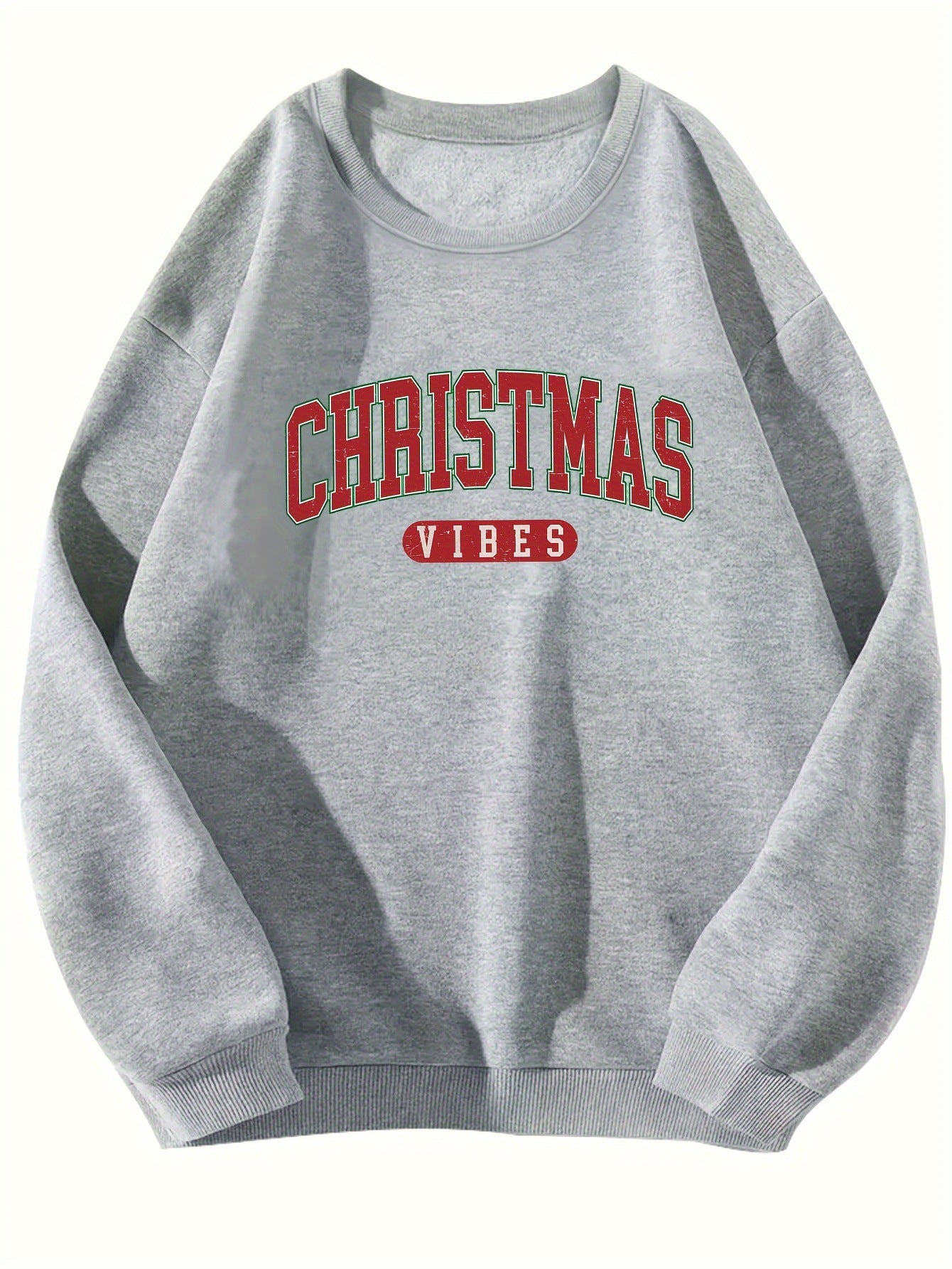 Casual Crew Neck Sweatshirt With Christmas Vibes