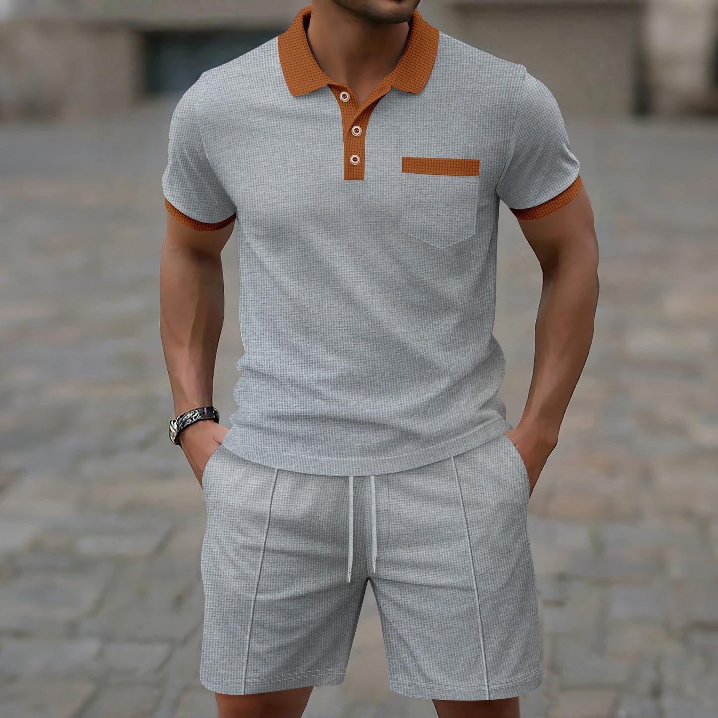 Summer New Men's Waffle Lapel Suit