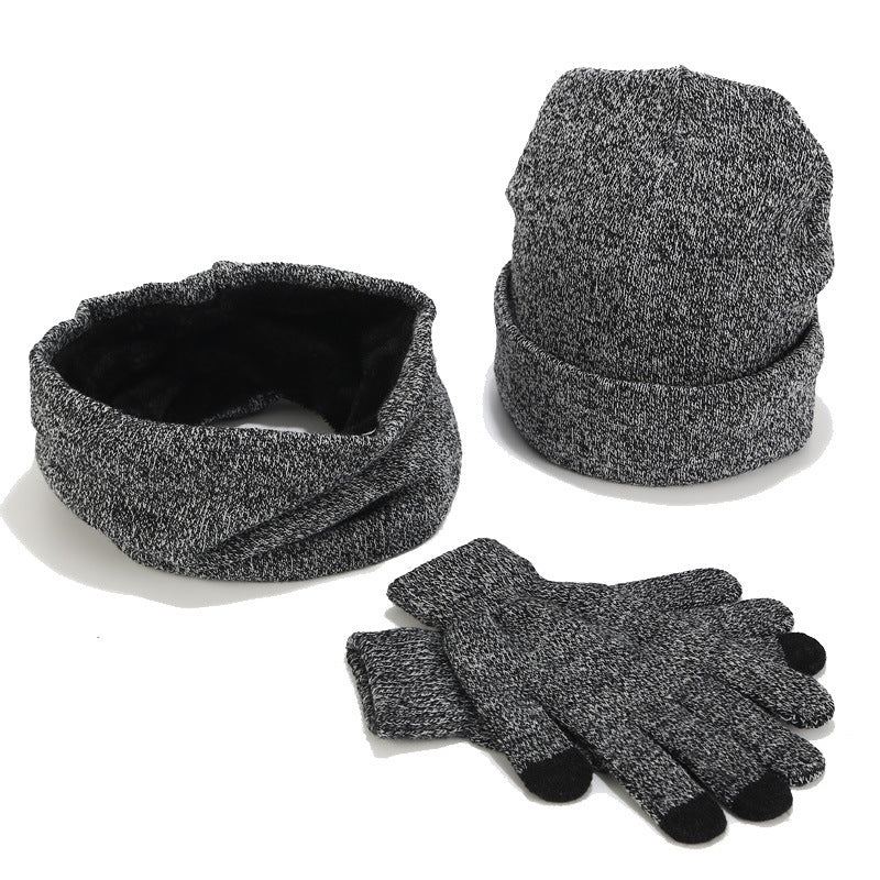 Variegated Knitted Woolen Thick Scarf Hat Gloves