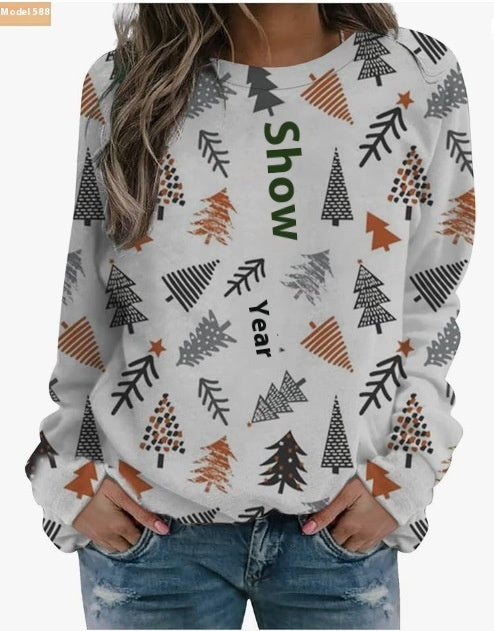 Christmas Women Printed Crew Neck Sweatshirt