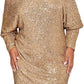 Spring Short Sleeve Loose Pullover Sequined Shirt Dress Off-shoulder Long Dress