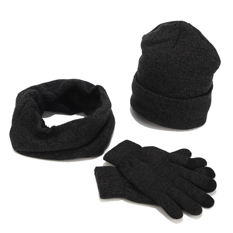 Variegated Knitted Woolen Thick Scarf Hat Gloves