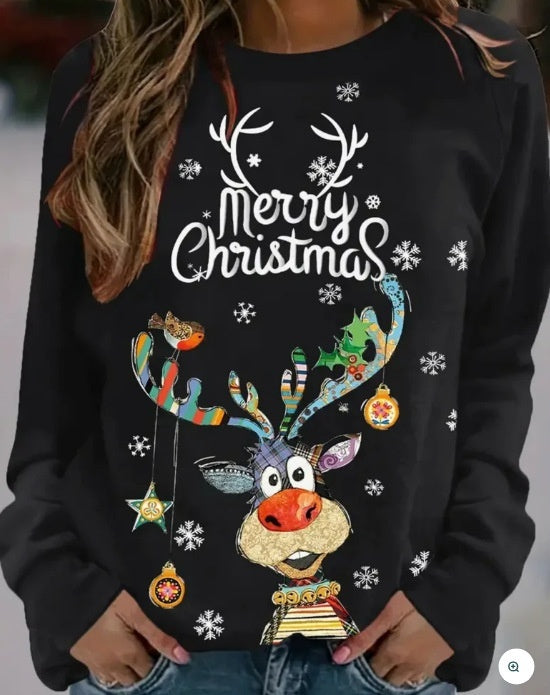 Christmas Women Printed Crew Neck Sweatshirt