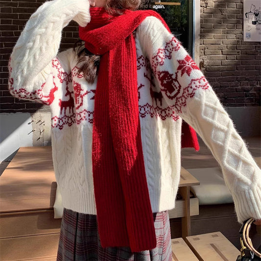 Korean Retro Christmas Atmosphere Silk Sweater