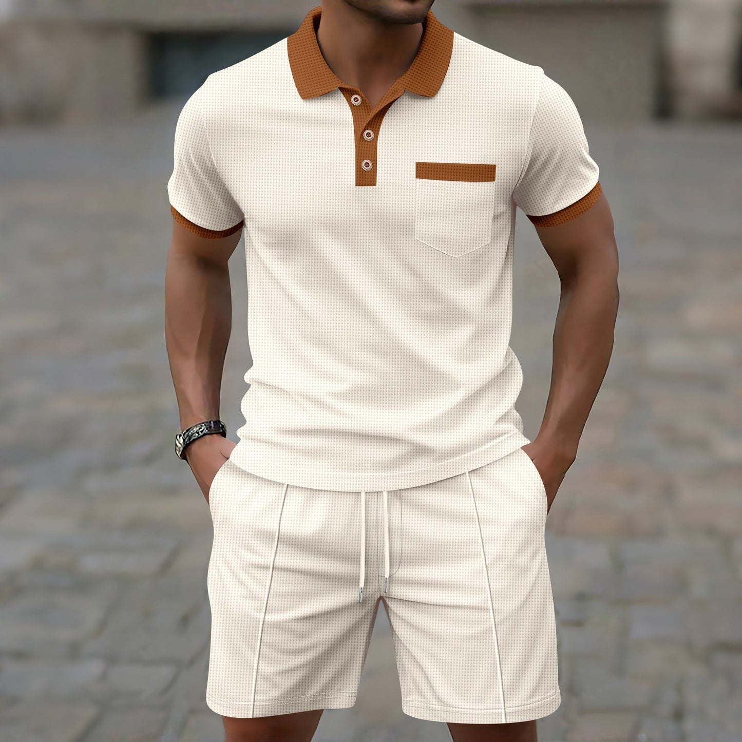 Summer New Men's Waffle Lapel Suit