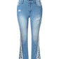 Women's Stretch Ripped Flared Jeans