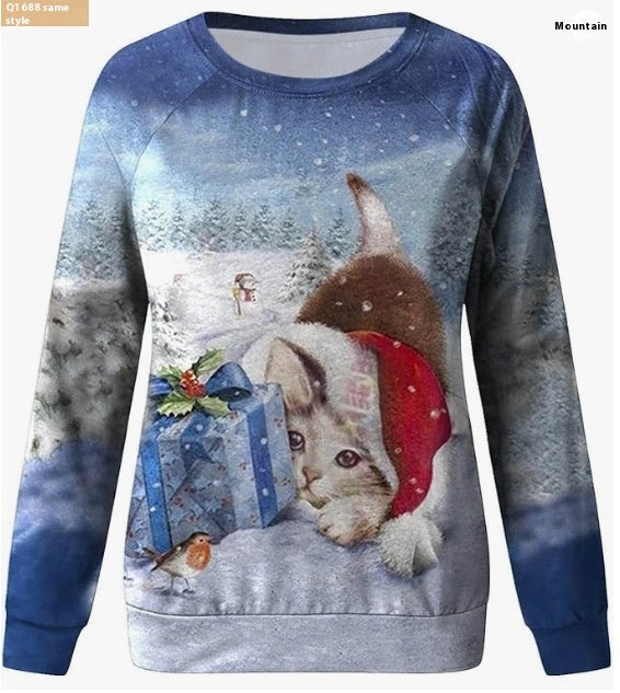 Christmas Women Printed Crew Neck Sweatshirt
