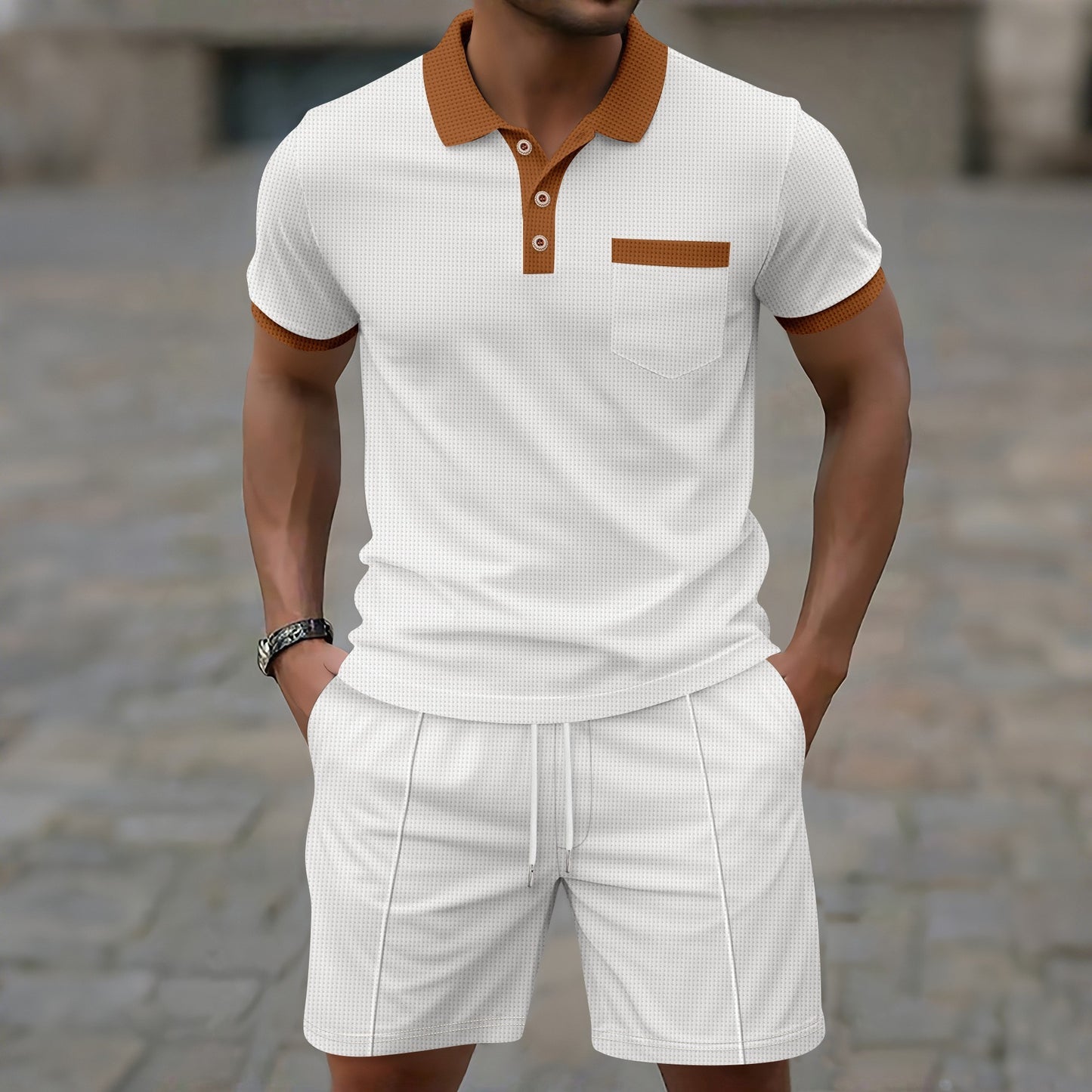 Summer New Men's Waffle Lapel Suit