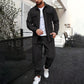 Double Pocket Printed Men's Casual Long Sleeve Shirt Trousers